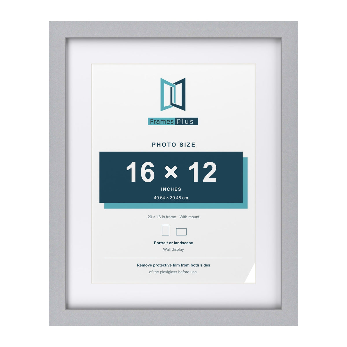 Classic Silver 20 x 16 inch picture frame with a white mount for a 16 x 12 inch photo