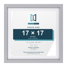 Classic Silver 20 x 20 inch picture frame with a white mount for a 17 x 17 inch photo