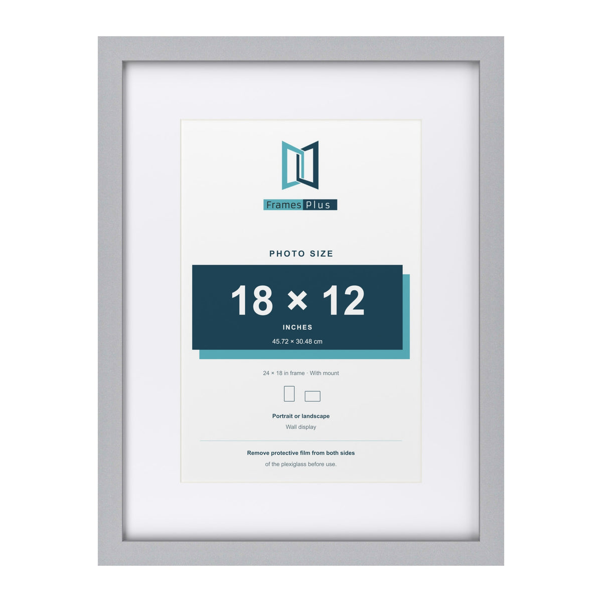 Classic Silver 24 x 18 inch picture frame with a white mount for an 18 x 12 inch photo