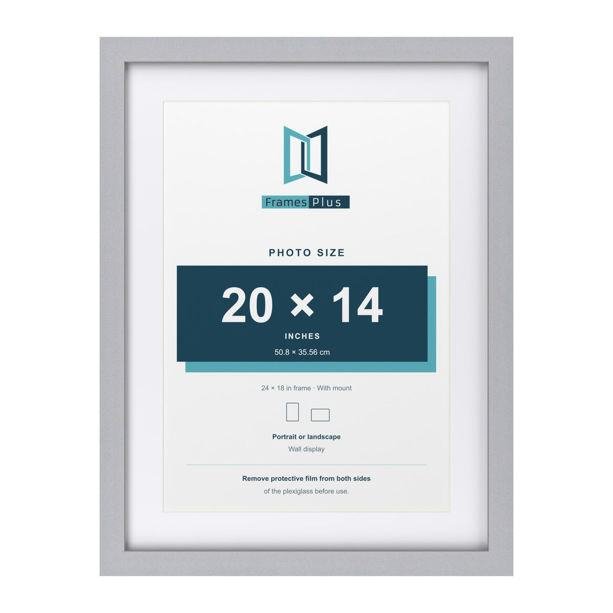Classic Silver 24 x 18 inch picture frame with a white mount for a 20 x 14 inch photo