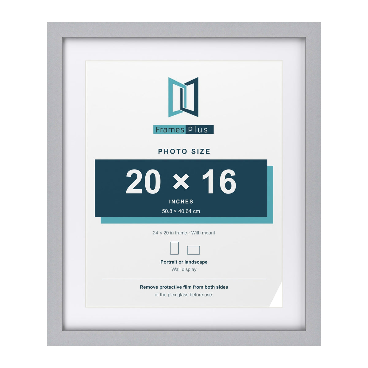 Classic Silver 24 x 20 inch picture frame with a white mount for a 20 x 16 inch photo