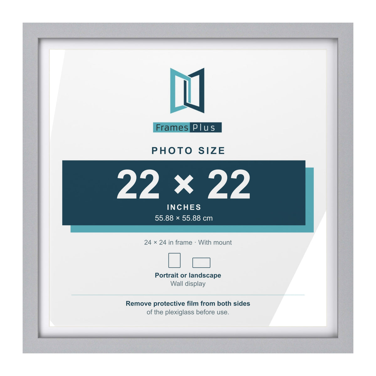 Classic Silver 24 x 24 inch picture frame with a white mount for a 22 x 22 inch photo