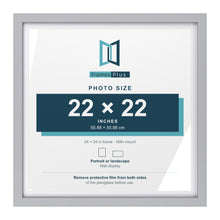 Classic Silver 24 x 24 inch picture frame with a white mount for a 22 x 22 inch photo