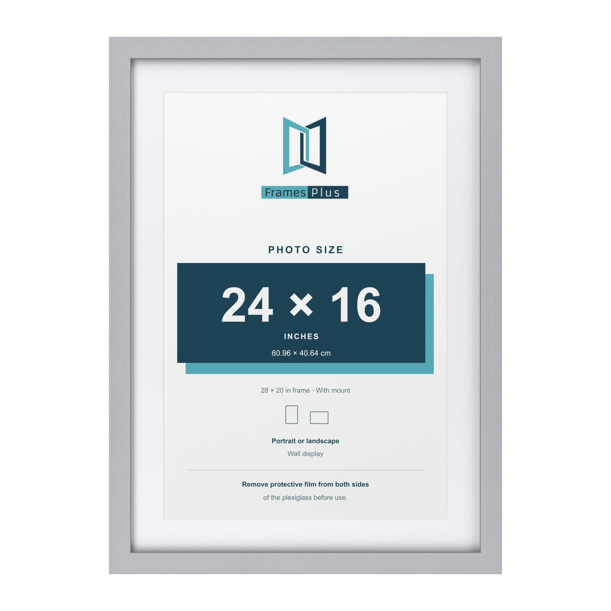 Classic Silver 28 x 20 inch picture frame with a white mount for a 24 x 16 inch photo