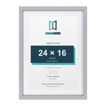 Classic Silver 28 x 20 inch picture frame with a white mount for a 24 x 16 inch photo