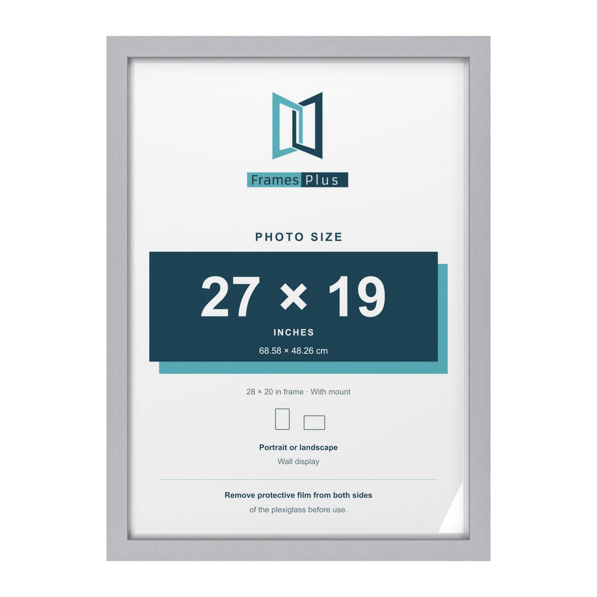 Classic Silver 28 x 20 inch picture frame with a white mount for a 27 x 19 inch photo