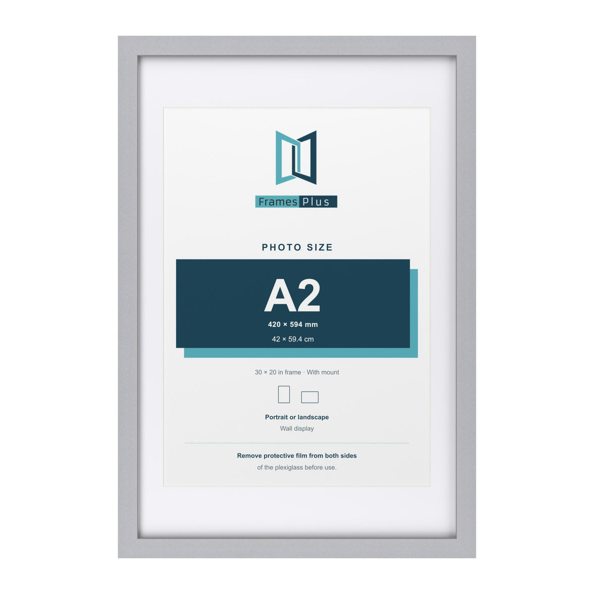 Classic Silver 30 x 20 inch picture frame with a white mount for an A2 photo
