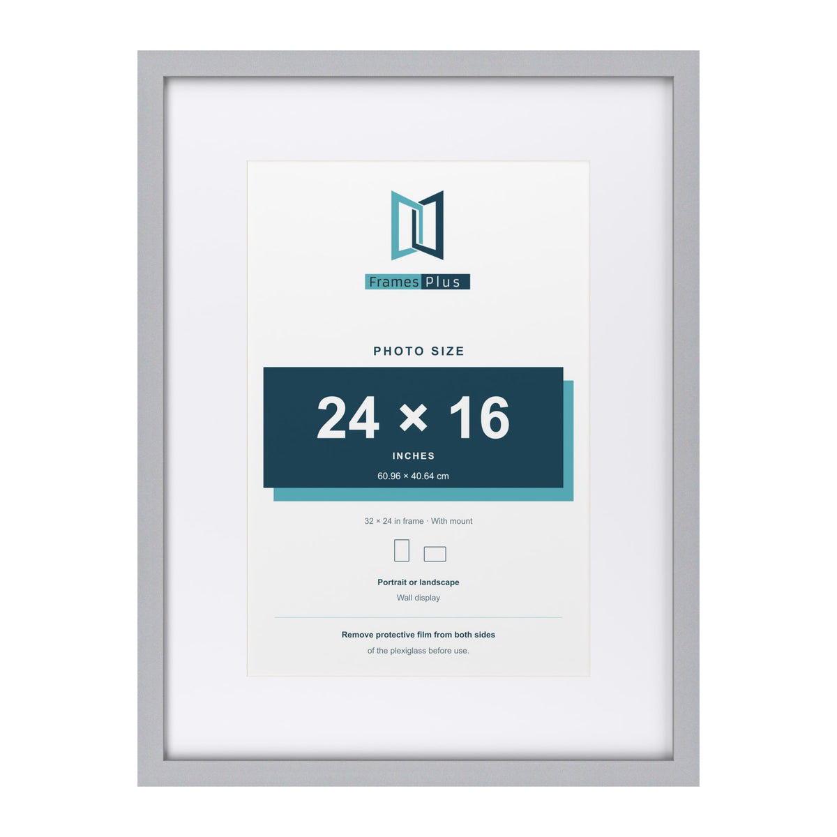 Classic Silver 32 x 24 inch picture frame with a white mount for a 24 x 16 inch photo