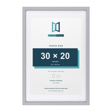Classic Silver 36 x 24 inch picture frame with a white mount for a 30 x 20 inch photo
