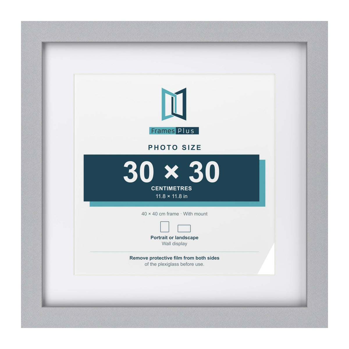Classic Silver 40 x 40 cm picture frame with a white mount for a 30 x 30 cm photo