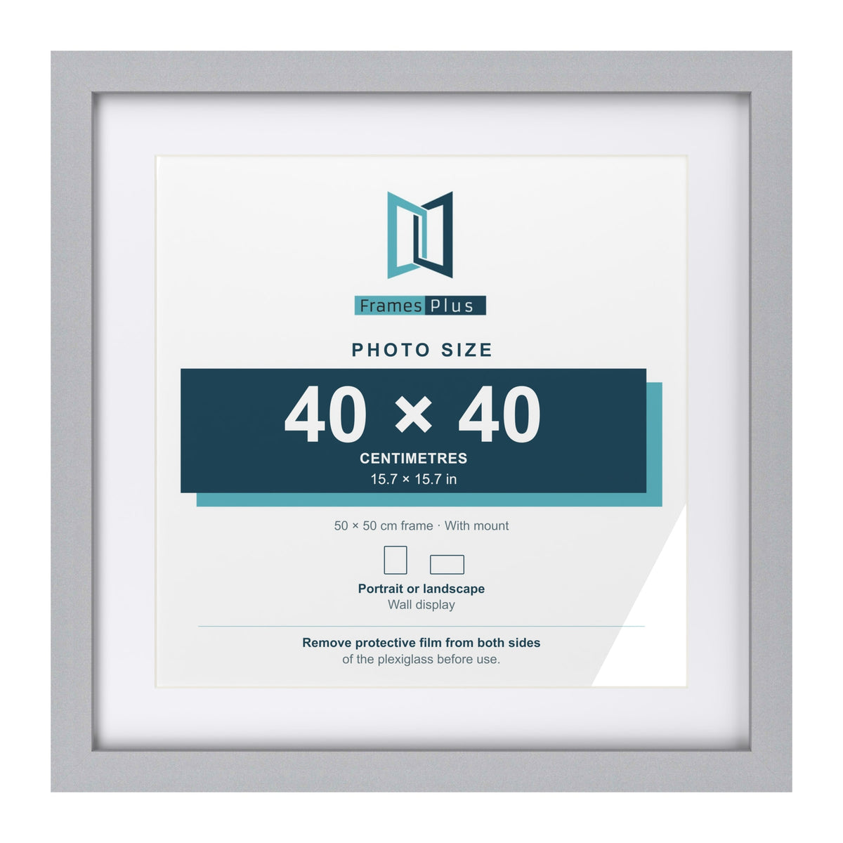 Classic Silver 50 x 50 cm picture frame with a white mount for a 40 x 40 cm photo