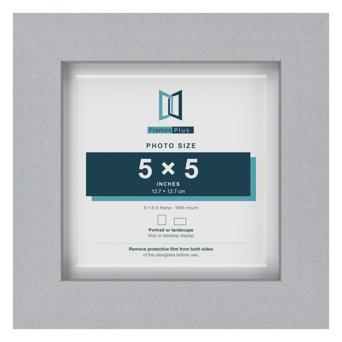 Classic Silver 6 x 6 inch picture frame with a white mount for a 5 x 5 inch photo