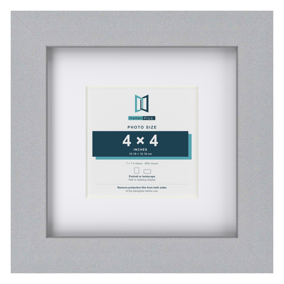 Classic Silver 7 x 7 inch picture frame with a white mount for a 4 x 4 inch photo