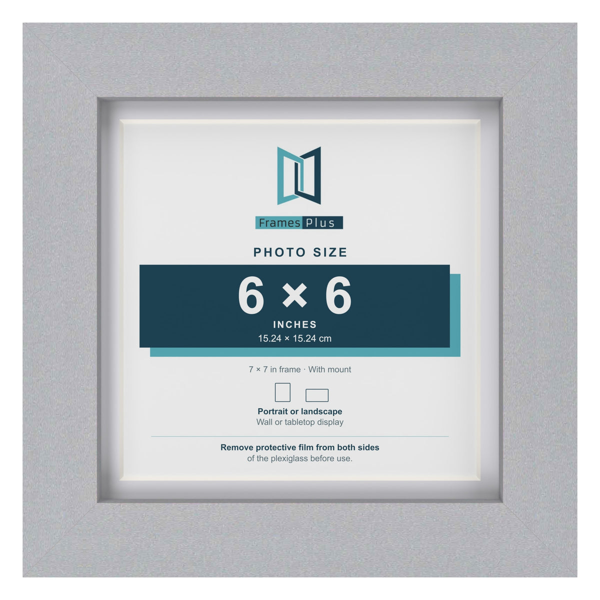 Classic Silver 7 x 7 inch picture frame with a white mount for a 6 x 6 inch photo