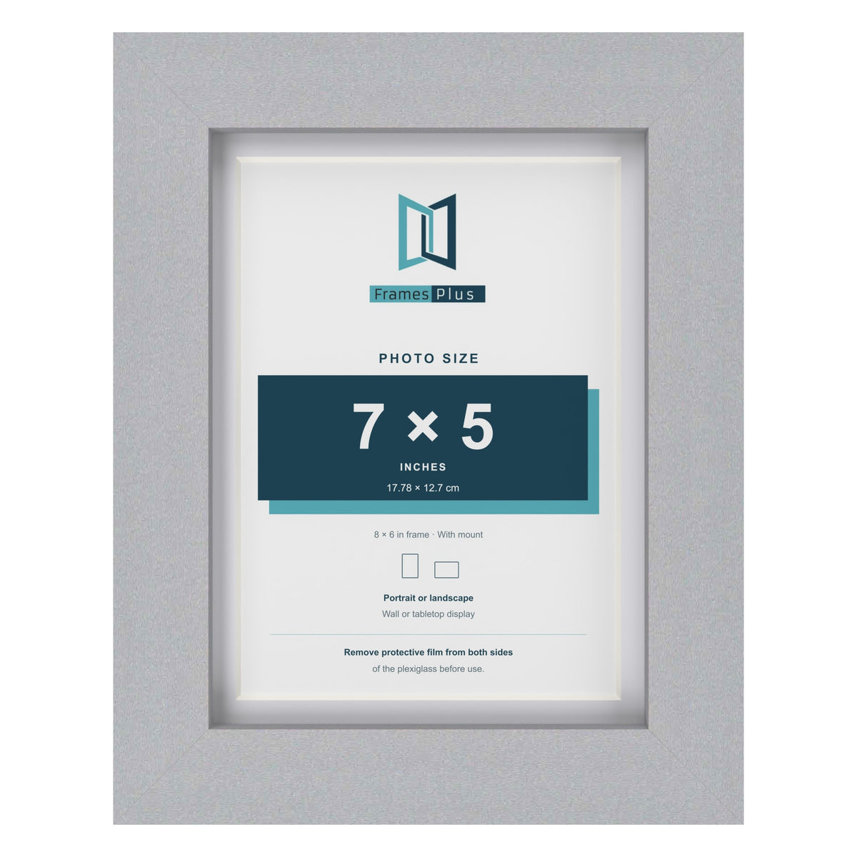 Classic Silver 8 x 6 inch picture frame with a white mount for a 7 x 5 inch photo