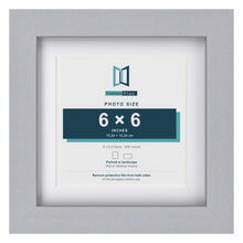 Classic Silver 8 x 8 inch picture frame with a white mount for a 6 x 6 inch photo