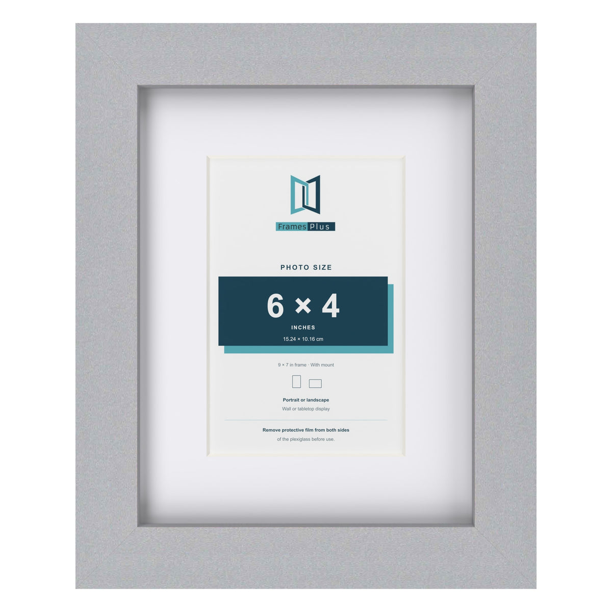 Classic Silver 9 x 7 inch picture frame with a white mount for a 6 x 4 inch photo