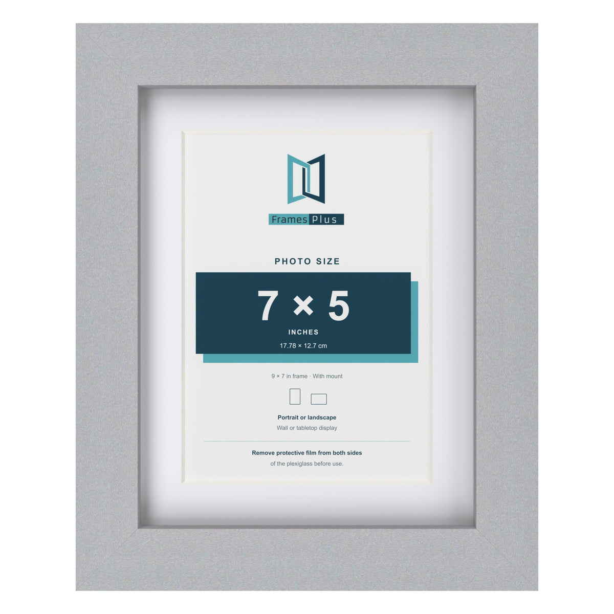 Classic Silver 9 x 7 inch picture frame with a white mount for a 7 x 5 inch photo