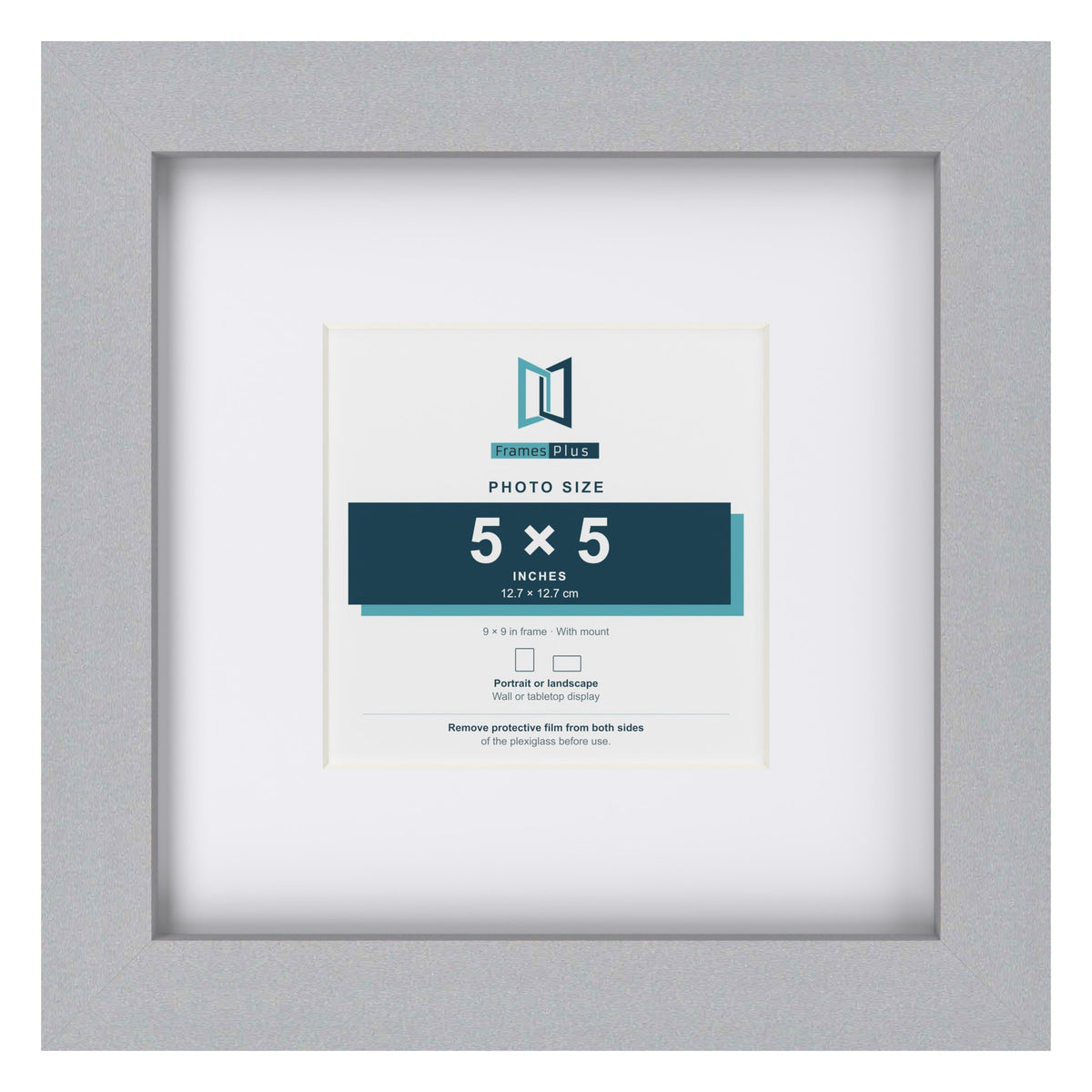 Classic Silver 9 x 9 inch picture frame with a white mount for a 5 x 5 inch photo