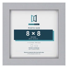 Classic Silver 9 x 9 inch picture frame with a white mount for an 8 x 8 inch photo