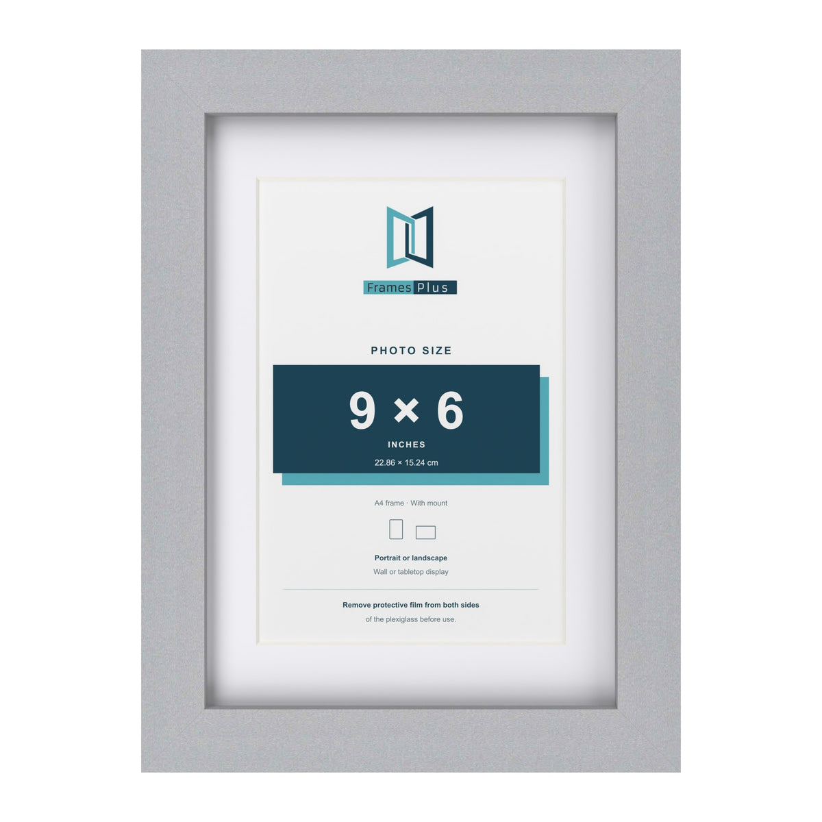 Classic Silver A4 picture frame with a white mount for a 9 x 6 inch photo
