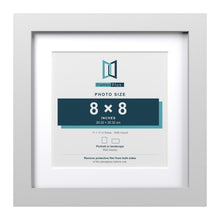 Classic White 11 x 11 inch picture frame with a white mount for an 8 x 8 inch photo