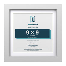 Classic White 11 x 11 inch picture frame with a white mount for a 9 x 9 inch photo
