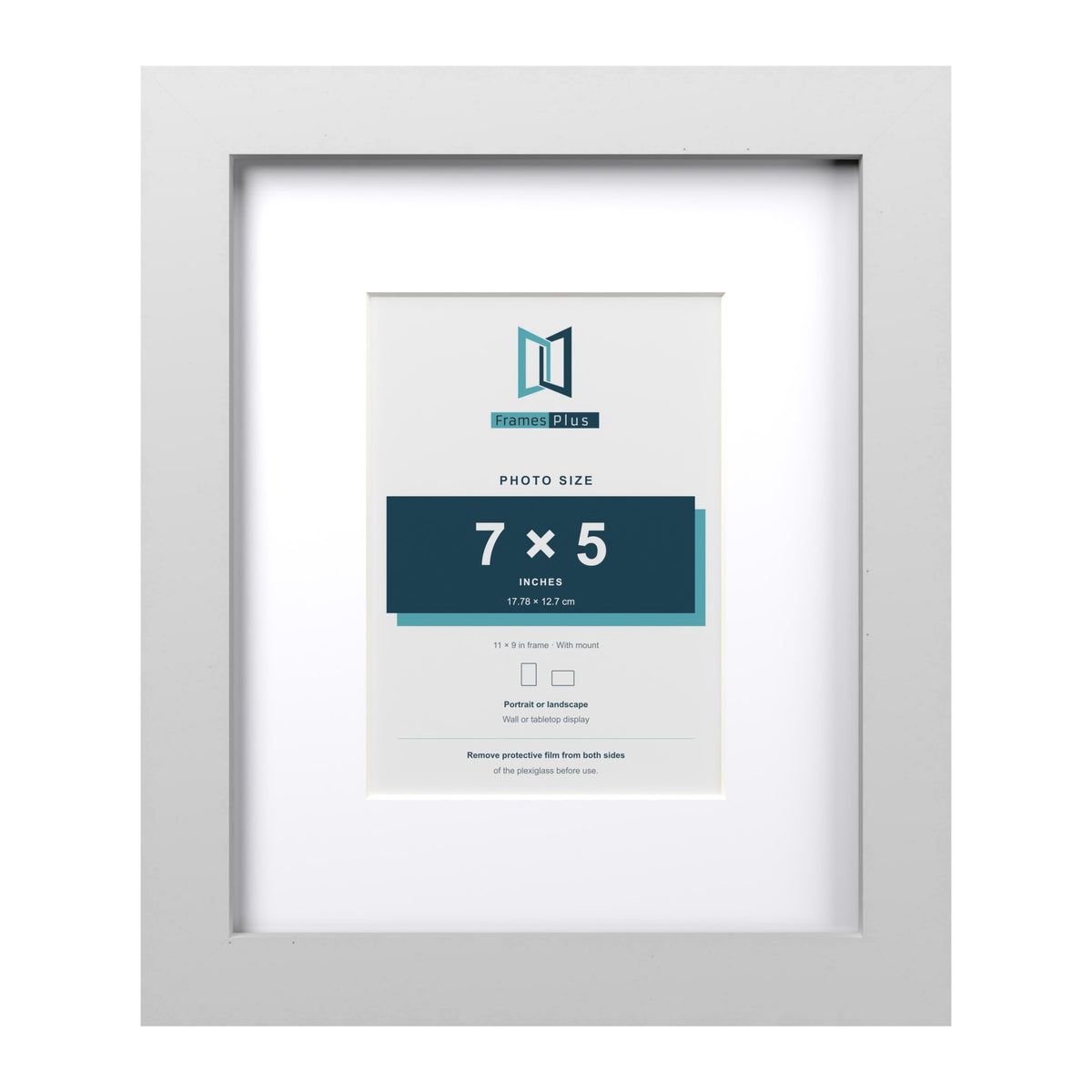 Classic White 11 x 9 inch picture frame with a white mount for a 7 x 5 inch photo