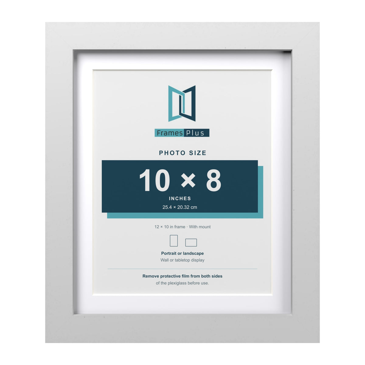 Classic White 12 x 10 inch picture frame with a white mount for a 10 x 8 inch photo
