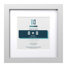 Classic White 12 x 12 inch picture frame with a white mount for an 8 x 8 inch photo