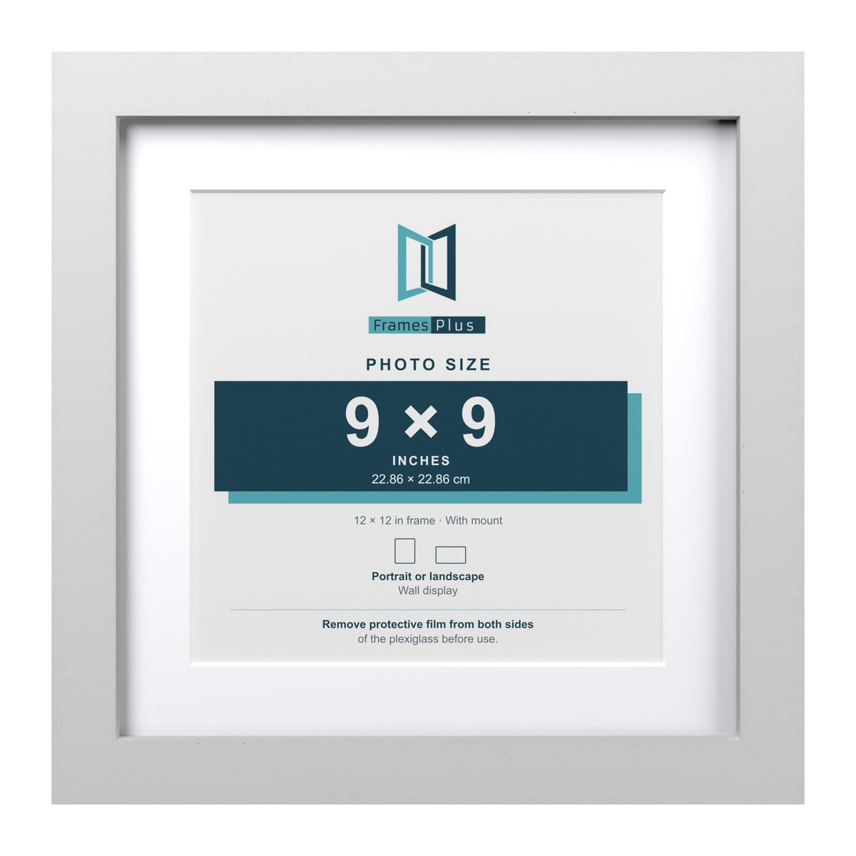 Classic White 12 x 12 inch picture frame with a white mount for a 9 x 9 inch photo