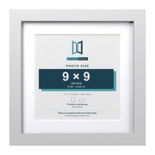 Classic White 12 x 12 inch picture frame with a white mount for a 9 x 9 inch photo