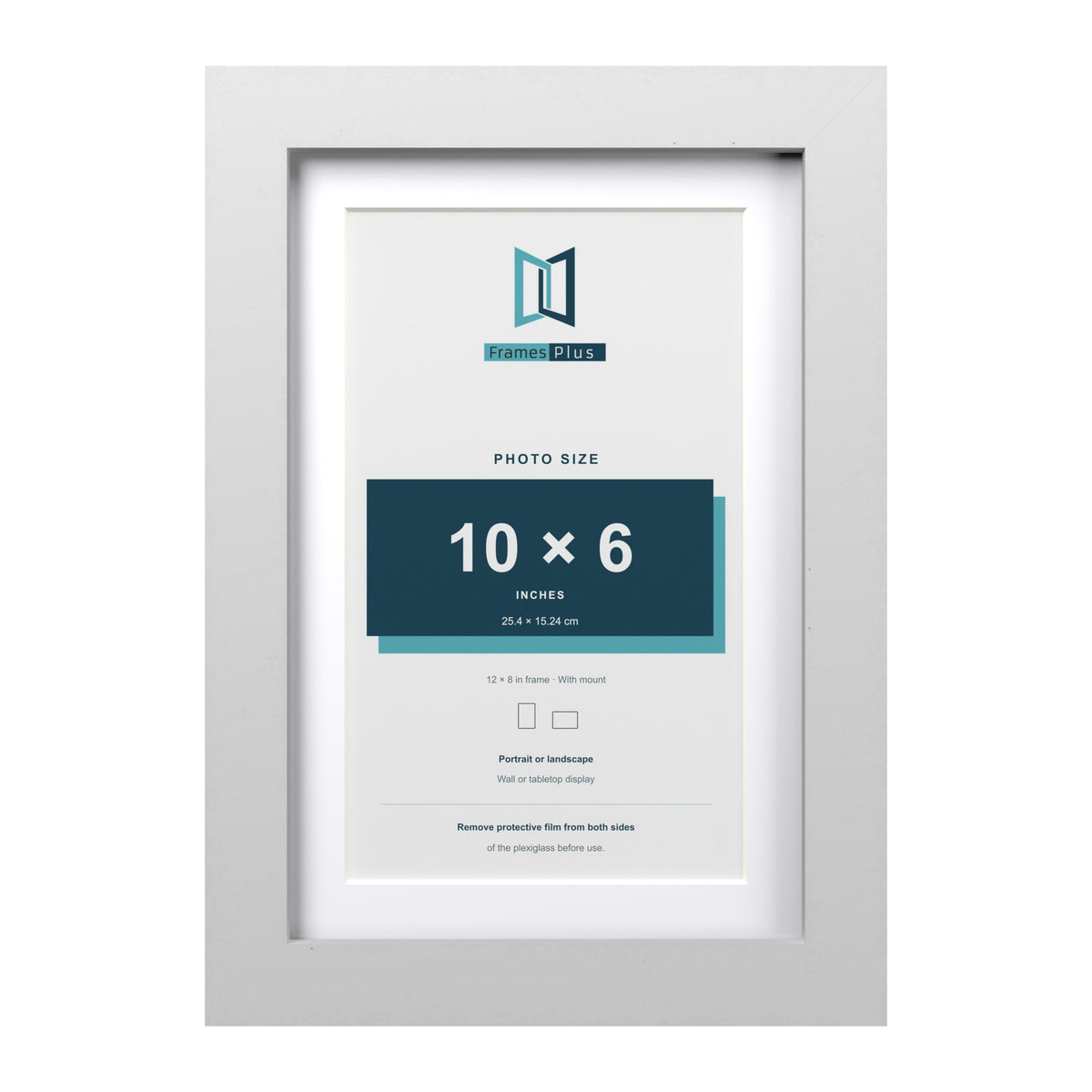 Classic White 12 x 8 inch picture frame with a white mount for a 10 x 6 inch photo