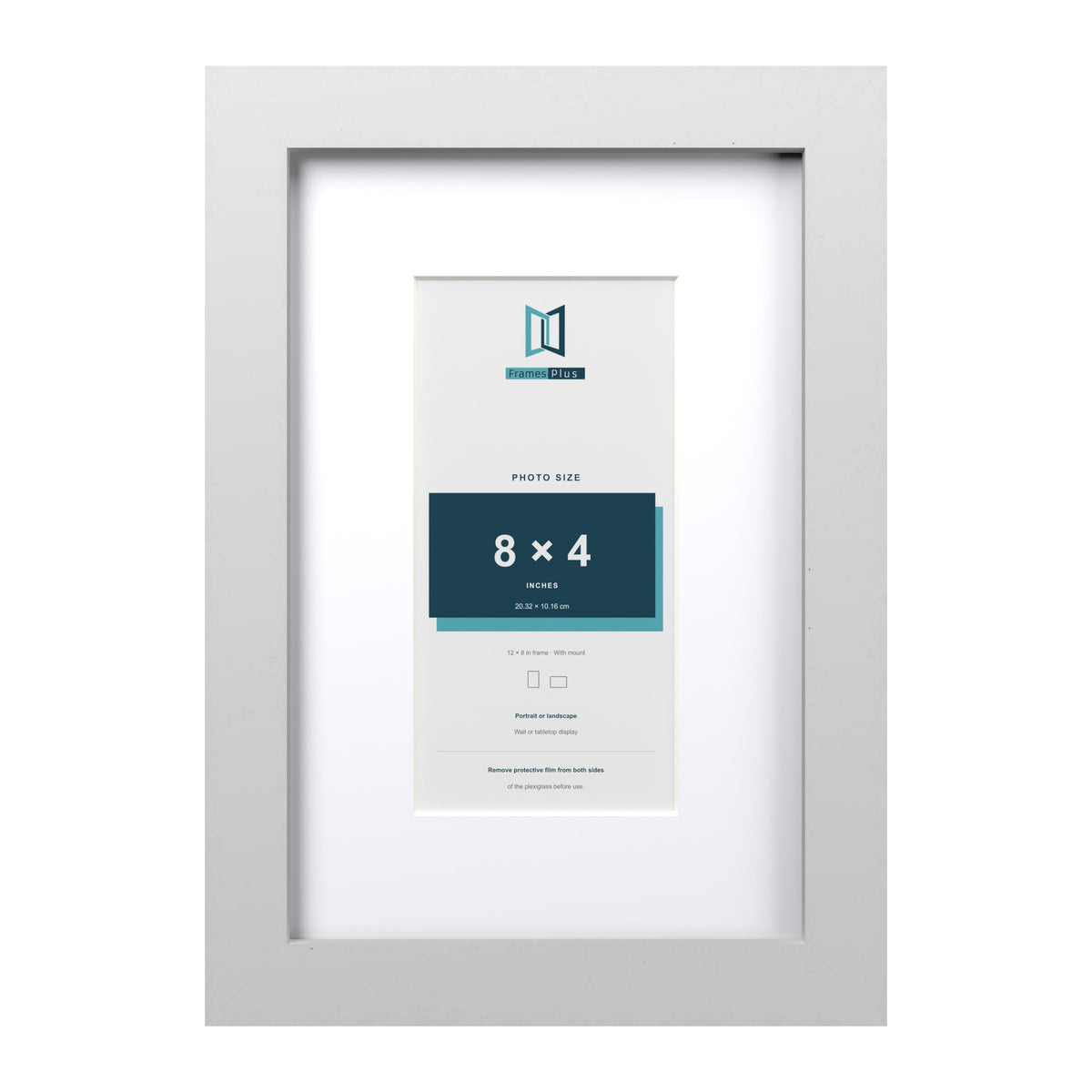 Classic White 12 x 8 inch picture frame with a white mount for an 8 x 4 inch photo