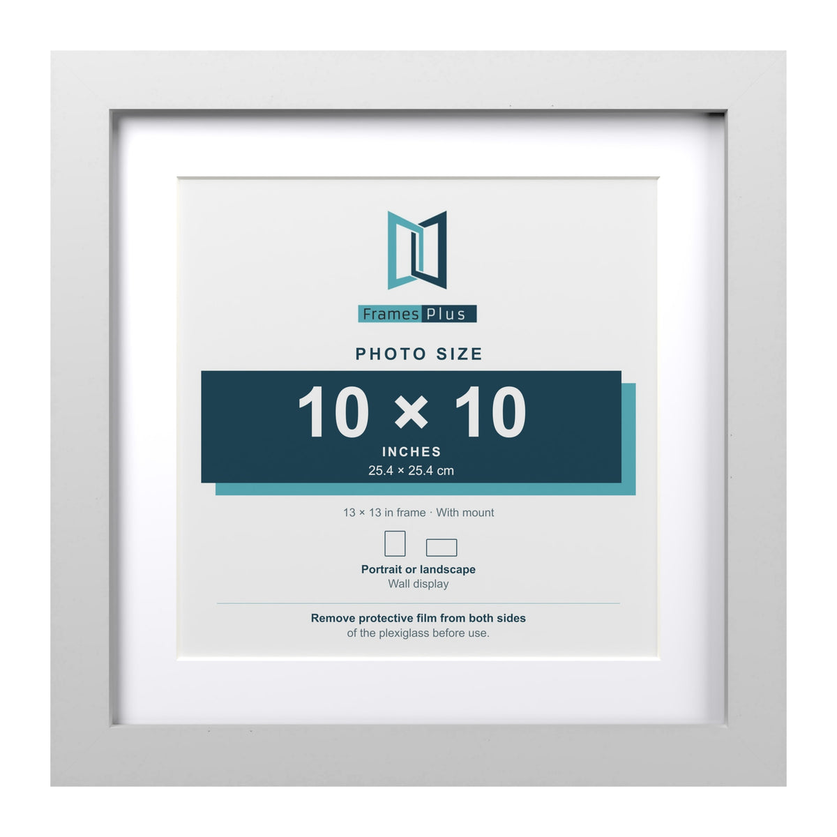 Classic White 13 x 13 inch picture frame with a white mount for a 10 x 10 inch photo
