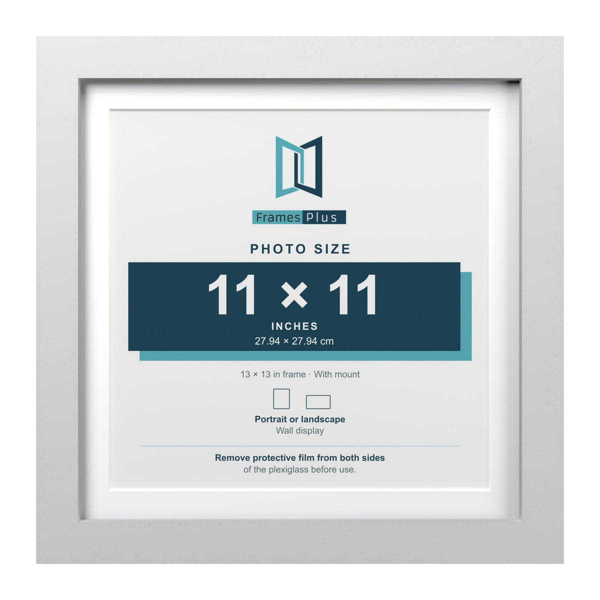 Classic White 13 x 13 inch picture frame with a white mount for an 11 x 11 inch photo