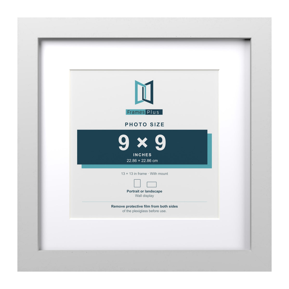 Classic White 13 x 13 inch picture frame with a white mount for a 9 x 9 inch photo