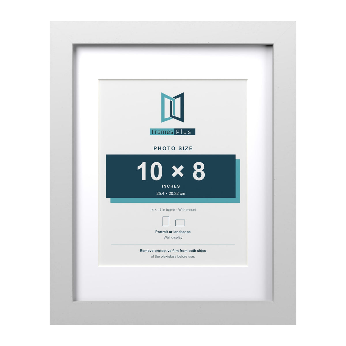 Classic White 14 x 11 inch picture frame with a white mount for a 10 x 8 inch photo