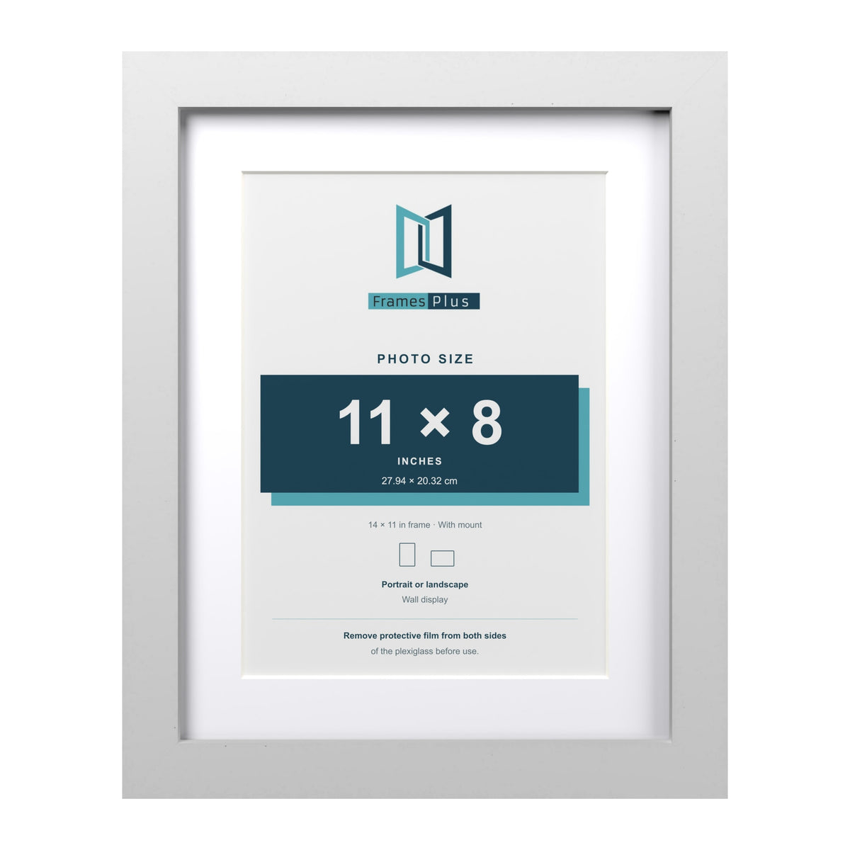 Classic White 14 x 11 inch picture frame with a white mount for an 11 x 8 inch photo