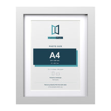 Classic White 14 x 11 inch picture frame with a white mount for an A4 photo