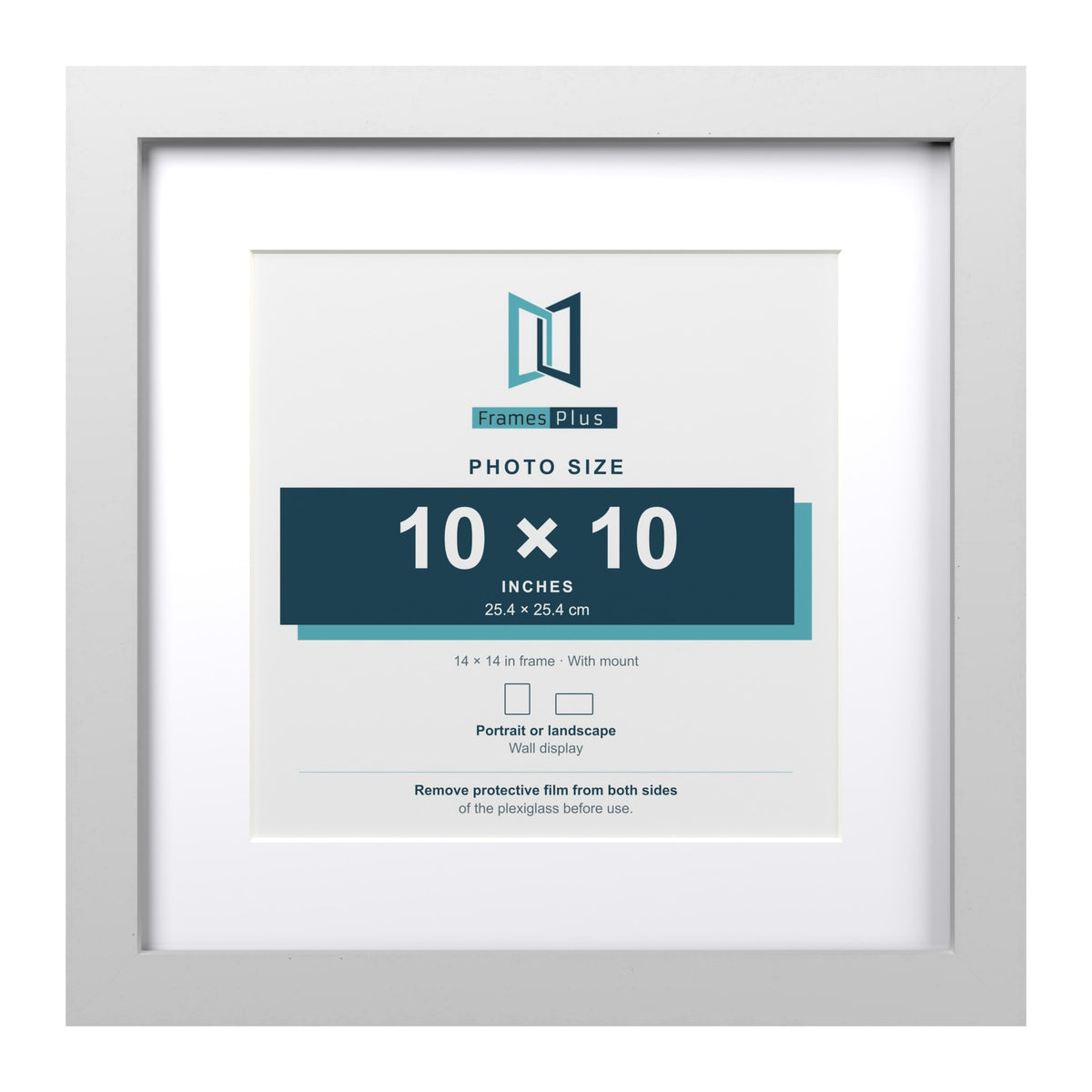 Classic White 14 x 14 inch picture frame with a white mount for a 10 x 10 inch photo