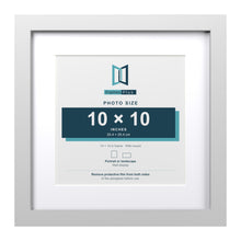 Classic White 14 x 14 inch picture frame with a white mount for a 10 x 10 inch photo