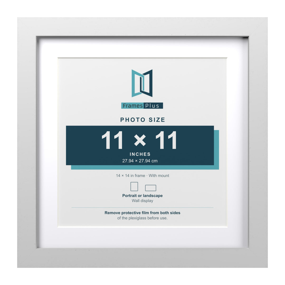 Classic White 14 x 14 inch picture frame with a white mount for an 11 x 11 inch photo
