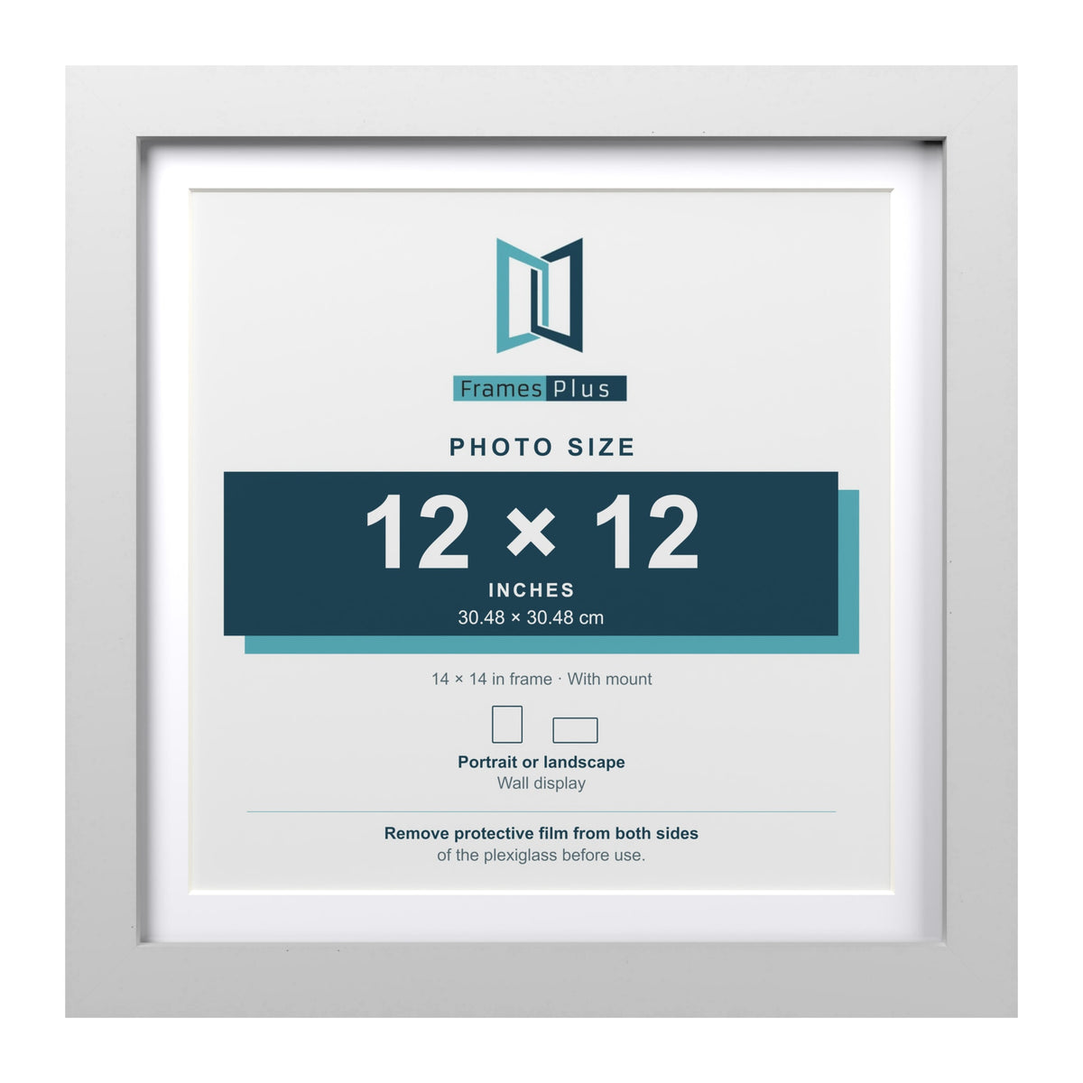 Classic White 14 x 14 inch picture frame with a white mount for a 12 x 12 inch photo