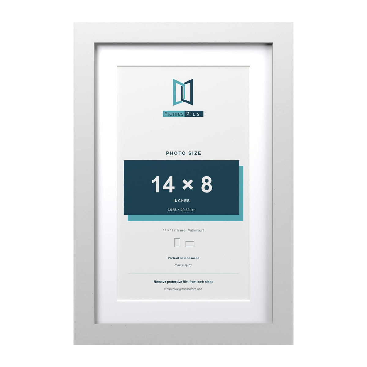 Classic White 17 x 11 inch picture frame with a white mount for a 14 x 8 inch photo