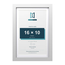 Classic White 18 x 12 inch picture frame with a white mount for a 16 x 10 inch photo