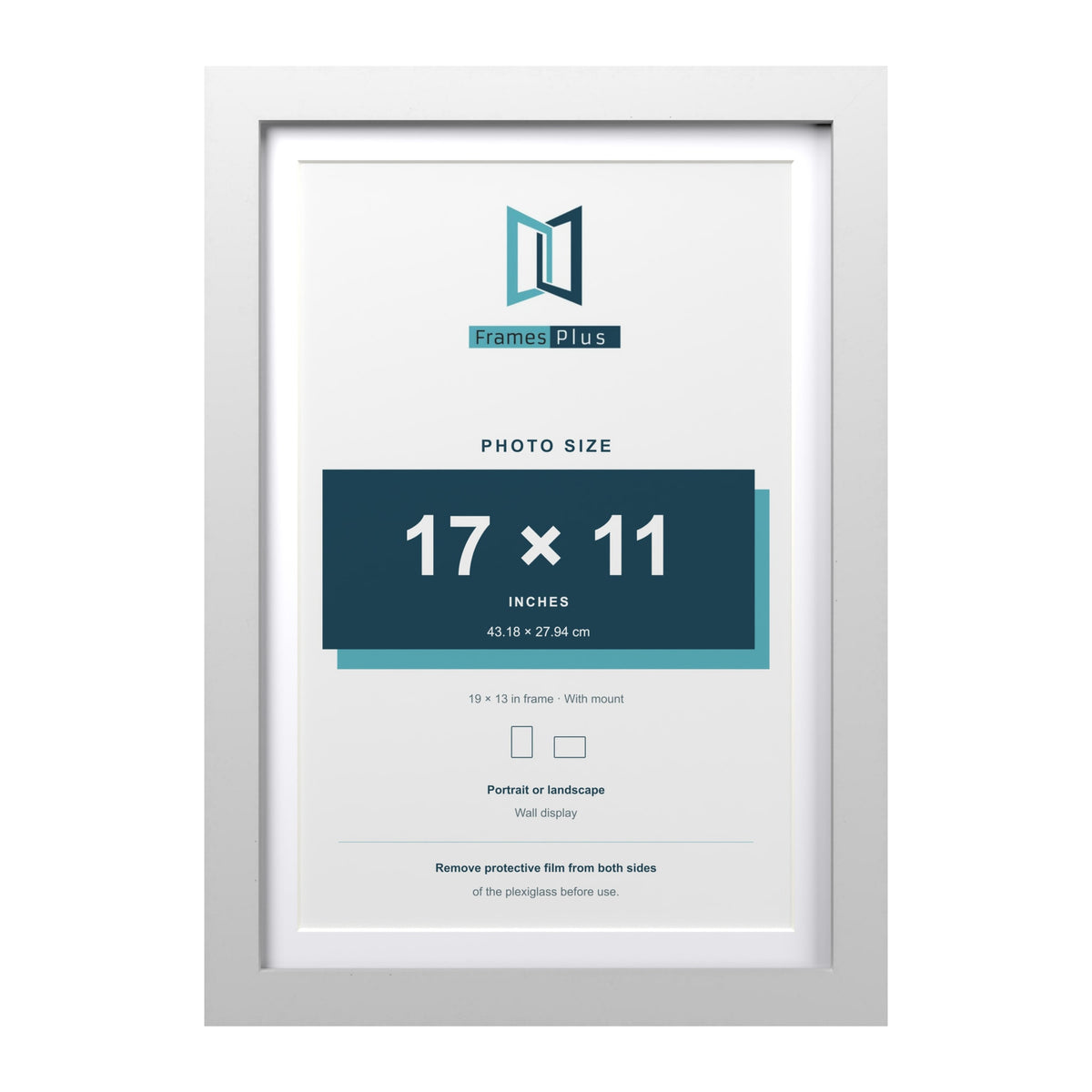 Classic White 19 x 13 inch picture frame with a white mount for a 17 x 11 inch photo