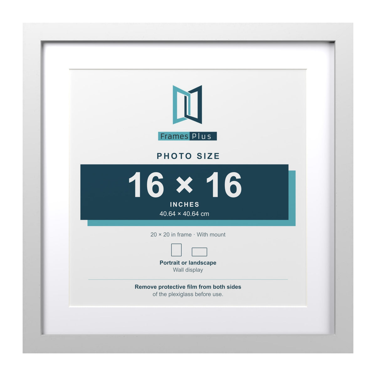 Classic White 20 x 20 inch picture frame with a white mount for a 16 x 16 inch photo