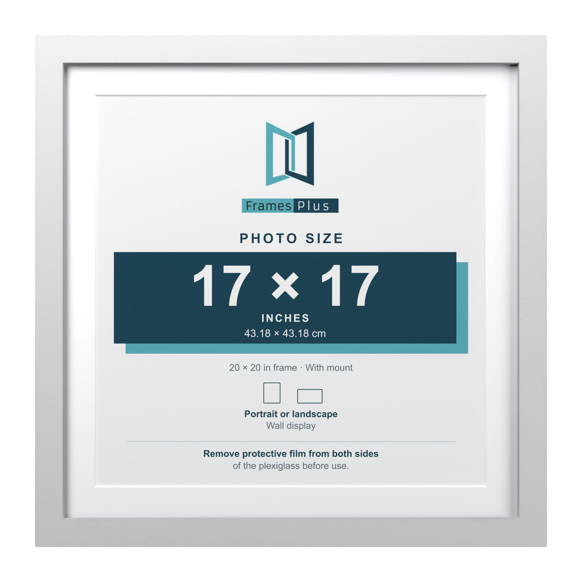Classic White 20 x 20 inch picture frame with a white mount for a 17 x 17 inch photo