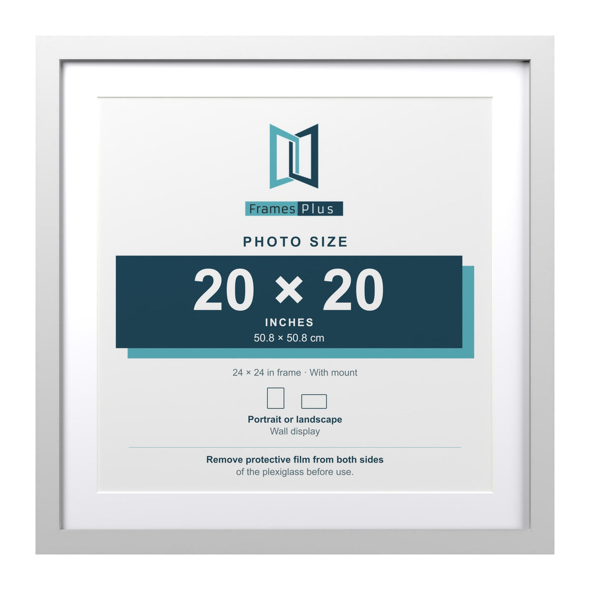 Classic White 24 x 24 inch picture frame with a white mount for a 20 x 20 inch photo
